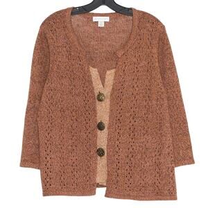 Christopher & Banks Cardigan Sweater Cottage Cozy Dark Academia Minimalist XL